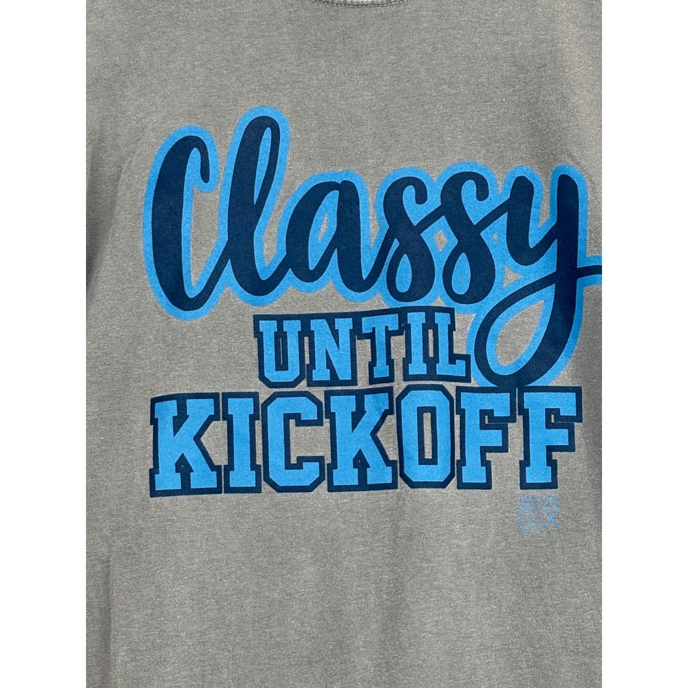 Comfort Colors Classy Until Kickoff Graphic T-Shirt Gray Large L Football Tee